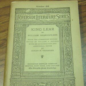 Vintage Riverside Literature Series Book #184- King Lear by Shakespeare-c. 1909